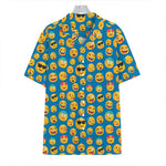 Blue Emoji Pattern Print Hawaiian Shirt