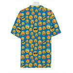 Blue Emoji Pattern Print Hawaiian Shirt