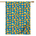 Blue Emoji Pattern Print House Flag