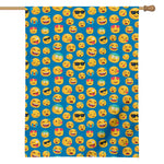 Blue Emoji Pattern Print House Flag