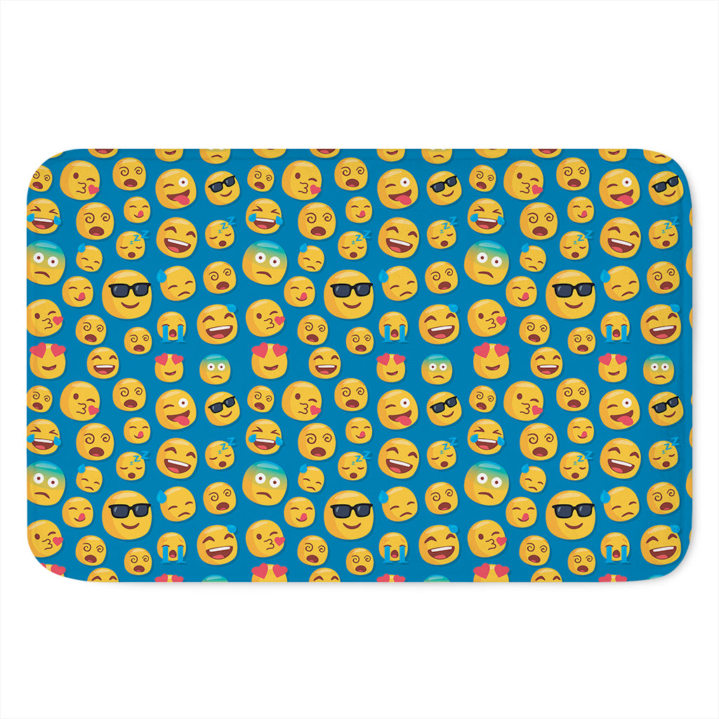 Blue Emoji Pattern Print Indoor Door Mat
