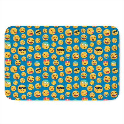 Blue Emoji Pattern Print Indoor Door Mat