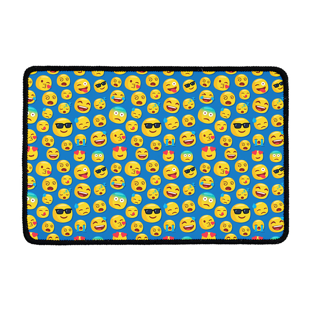 Blue Emoji Pattern Print Kitchen Mat