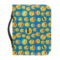 Blue Emoji Pattern Print Leather Bible Cover