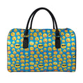 Blue Emoji Pattern Print Leather Duffel Bag