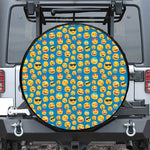 Blue Emoji Pattern Print Leather Spare Tire Cover