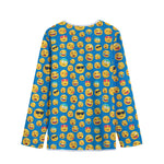 Blue Emoji Pattern Print Long Sleeve Short Coat