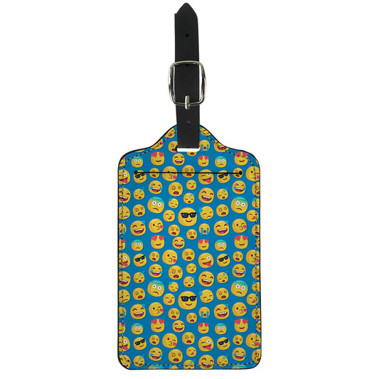 Blue Emoji Pattern Print Luggage Tag