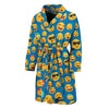 Blue Emoji Pattern Print Men's Bathrobe