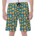 Blue Emoji Pattern Print Men's Beach Shorts