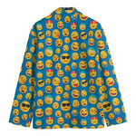 Blue Emoji Pattern Print Men's Blazer