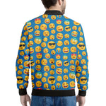 Blue Emoji Pattern Print Men's Bomber Jacket