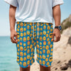 Blue Emoji Pattern Print Men's Cargo Shorts