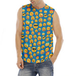 Blue Emoji Pattern Print Men's Fitness Tank Top