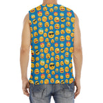 Blue Emoji Pattern Print Men's Fitness Tank Top