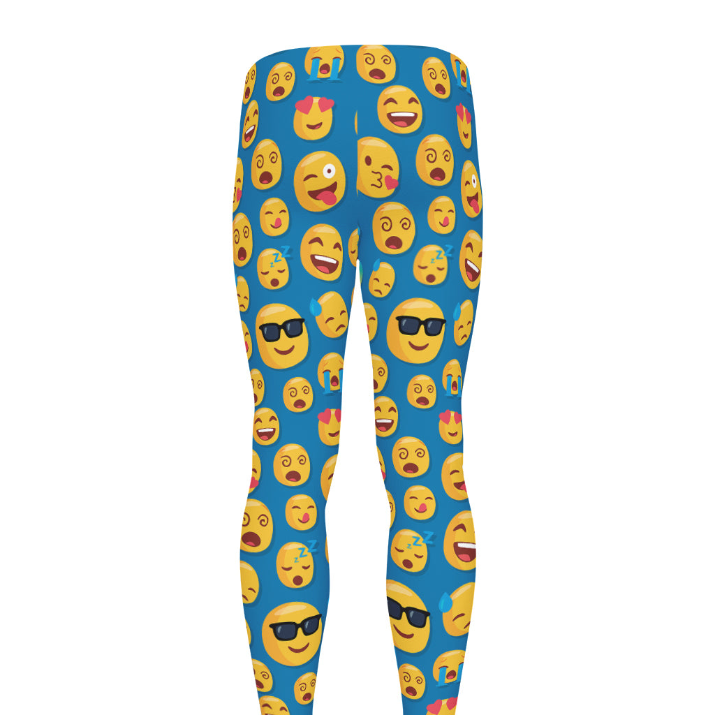 Blue Emoji Pattern Print Men's leggings