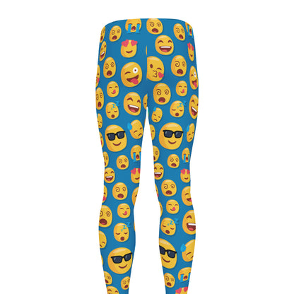 Blue Emoji Pattern Print Men's leggings