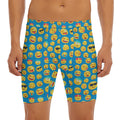 Blue Emoji Pattern Print Men's Long Boxer Briefs