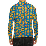 Blue Emoji Pattern Print Men's Long Sleeve Rash Guard