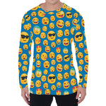 Blue Emoji Pattern Print Men's Long Sleeve T-Shirt