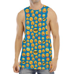 Blue Emoji Pattern Print Men's Muscle Tank Top