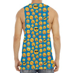 Blue Emoji Pattern Print Men's Muscle Tank Top