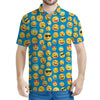 Blue Emoji Pattern Print Men's Polo Shirt