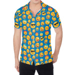 Blue Emoji Pattern Print Men's Shirt
