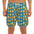 Blue Emoji Pattern Print Men's Split Running Shorts