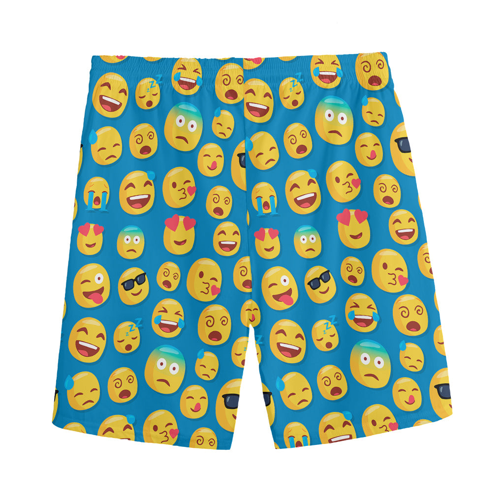 Blue Emoji Pattern Print Men's Sports Shorts