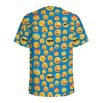 Blue Emoji Pattern Print Men's Sports T-Shirt