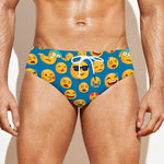 Blue Emoji Pattern Print Men's Swim Briefs