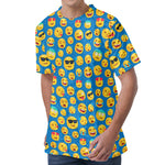 Blue Emoji Pattern Print Men's Velvet T-Shirt
