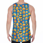 Blue Emoji Pattern Print Men's Velvet Tank Top