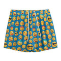 Blue Emoji Pattern Print Mesh Shorts