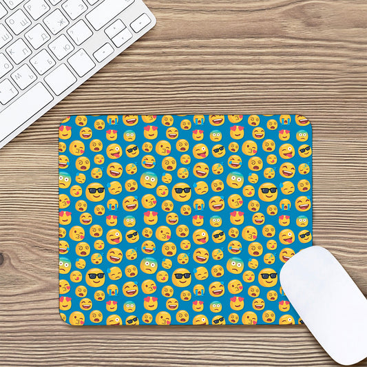 Blue Emoji Pattern Print Mouse Pad
