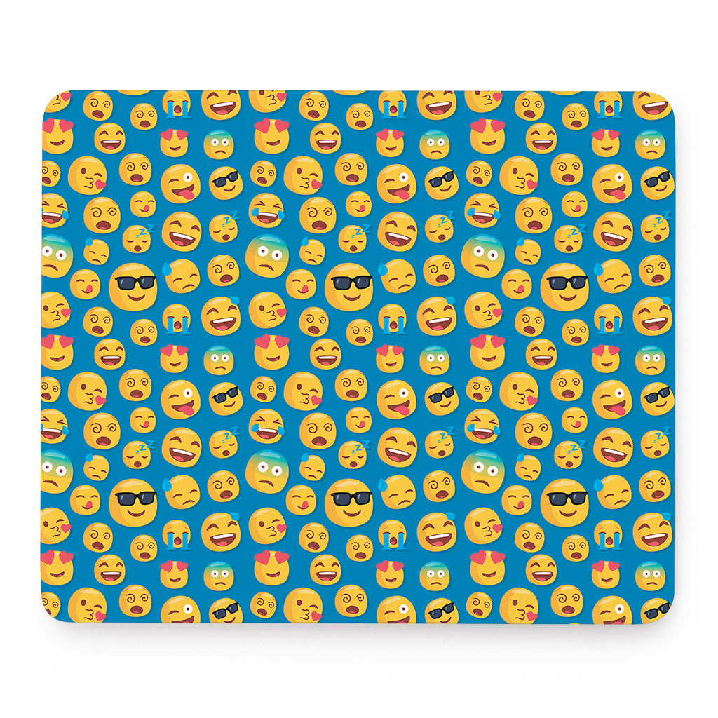 Blue Emoji Pattern Print Mouse Pad