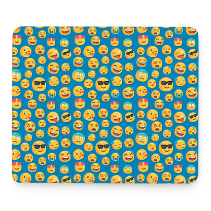 Blue Emoji Pattern Print Mouse Pad