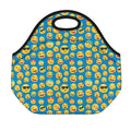 Blue Emoji Pattern Print Neoprene Lunch Bag