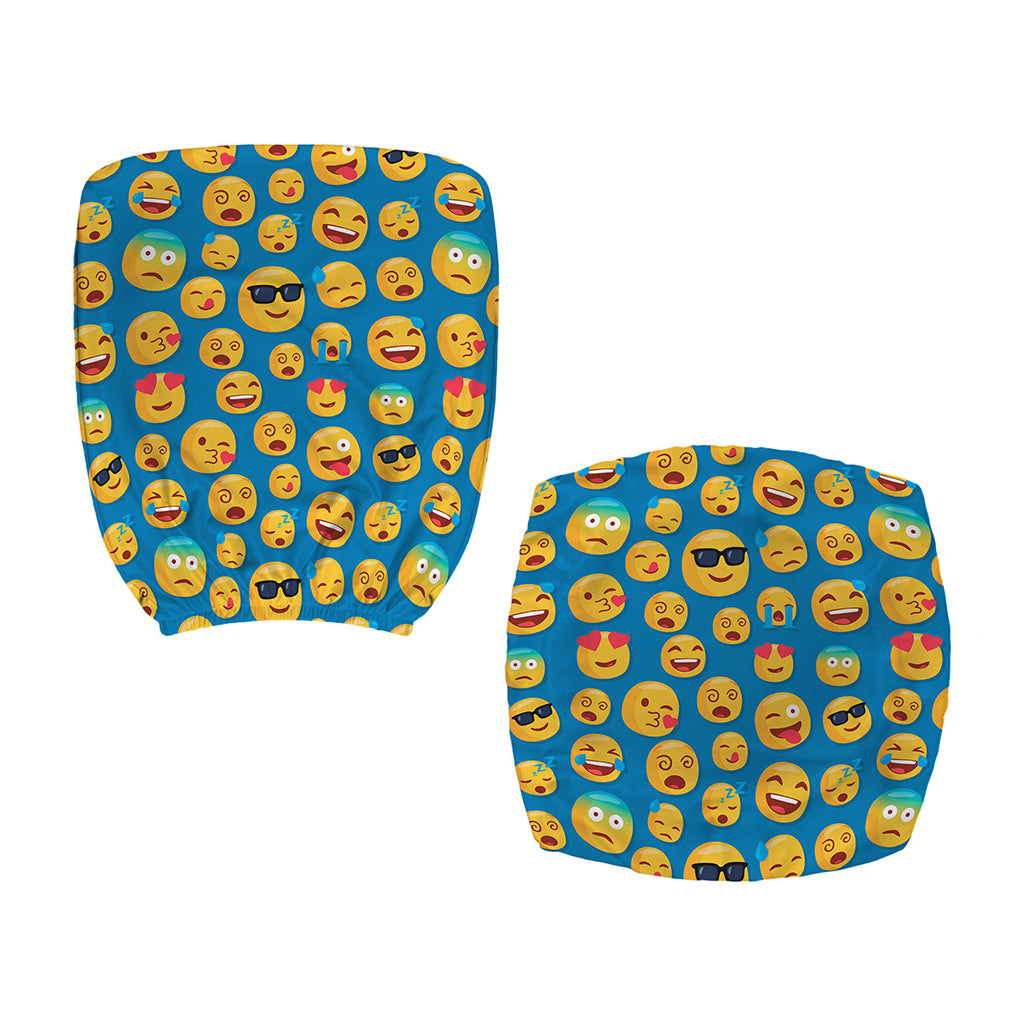 Blue Emoji Pattern Print Office Chair Cover