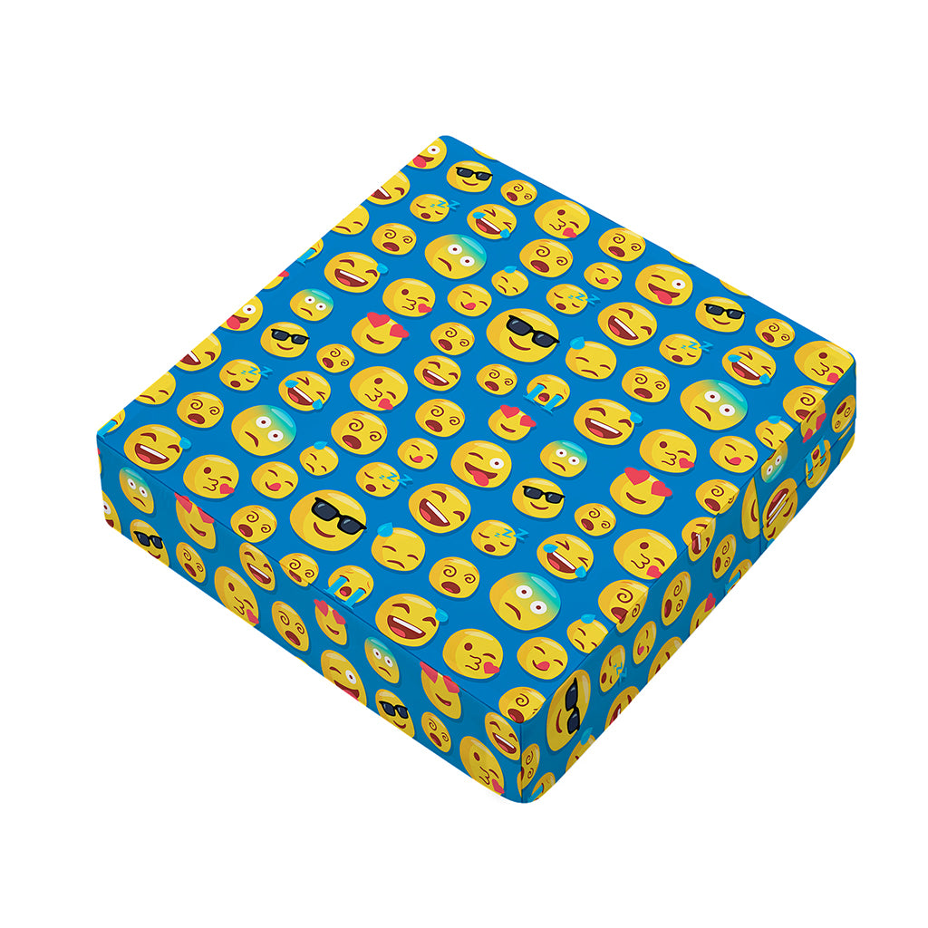 Blue Emoji Pattern Print Outdoor Seat Cushion Cover