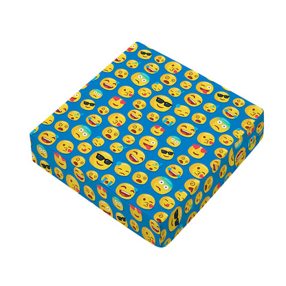 Blue Emoji Pattern Print Outdoor Seat Cushion Cover