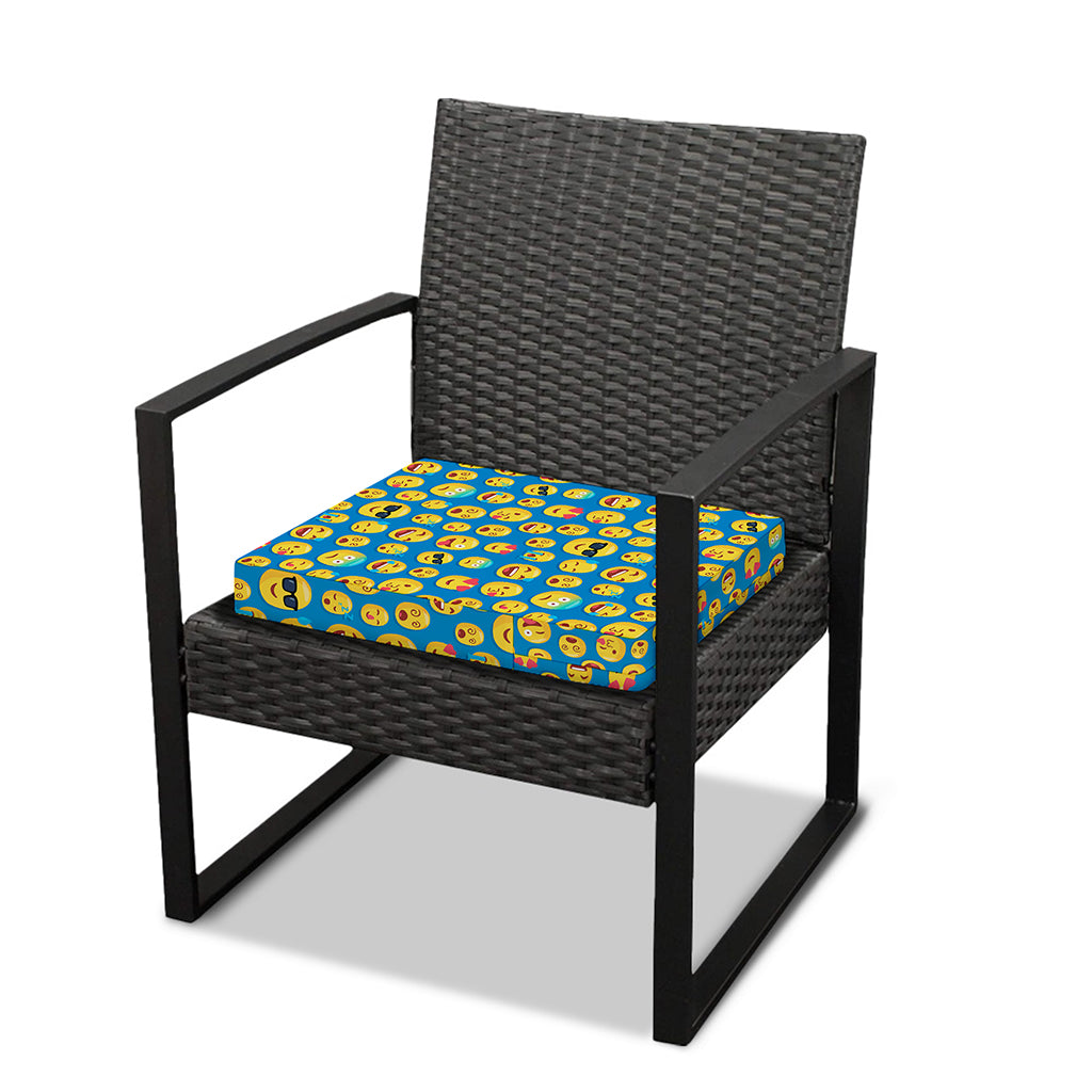 Blue Emoji Pattern Print Outdoor Seat Cushion Cover