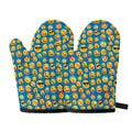 Blue Emoji Pattern Print Oven Mitts