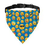 Blue Emoji Pattern Print Over The Collar Dog Bandana