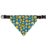 Blue Emoji Pattern Print Over The Collar Dog Bandana