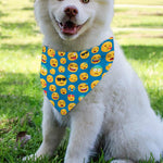 Blue Emoji Pattern Print Over The Collar Dog Bandana