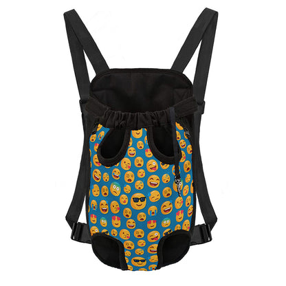 Blue Emoji Pattern Print Pet Carrier Backpack