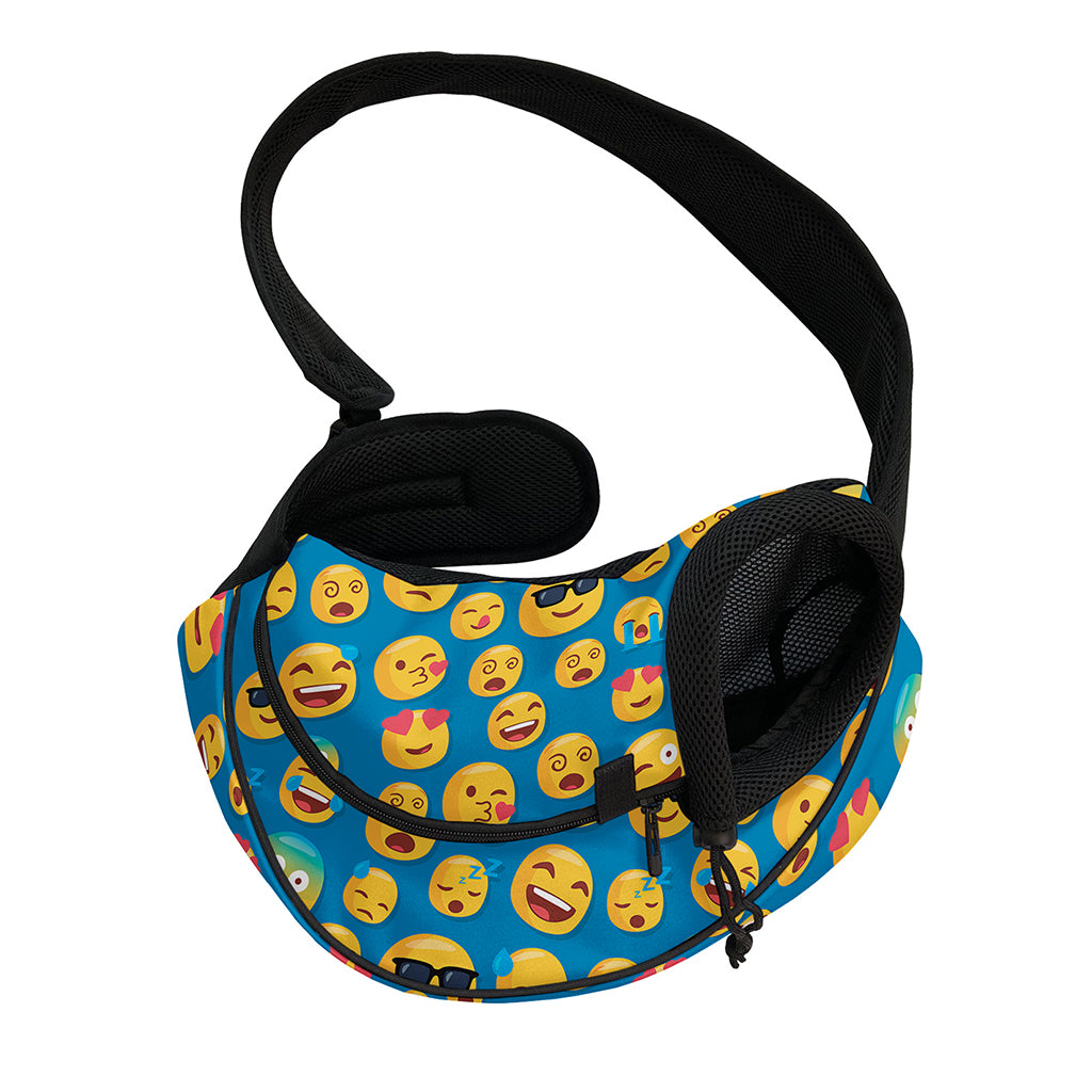Blue Emoji Pattern Print Pet Sling Carrier