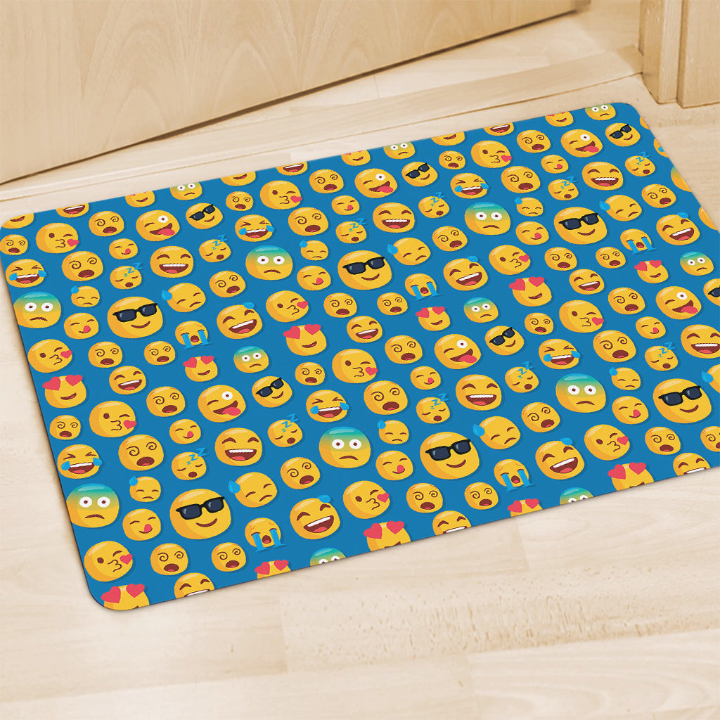 Blue Emoji Pattern Print Polyester Doormat
